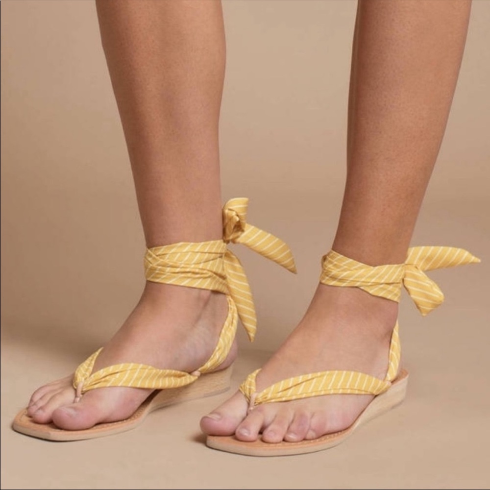 Barcelona Sunny Yellow Wrap Kitten Wedge Sandal - Picture 2 of 6